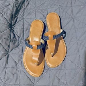 Italian Shoemakers leather sandals SZ 10 tan/navy